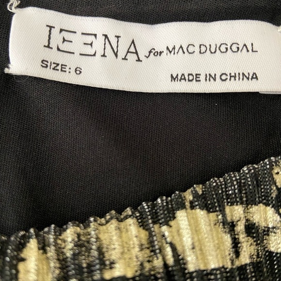 NWT Ieena Mac Duggal Black & Gold Metallic Ruffle Hem Midi Dress size 6 - Picture 8 of 8